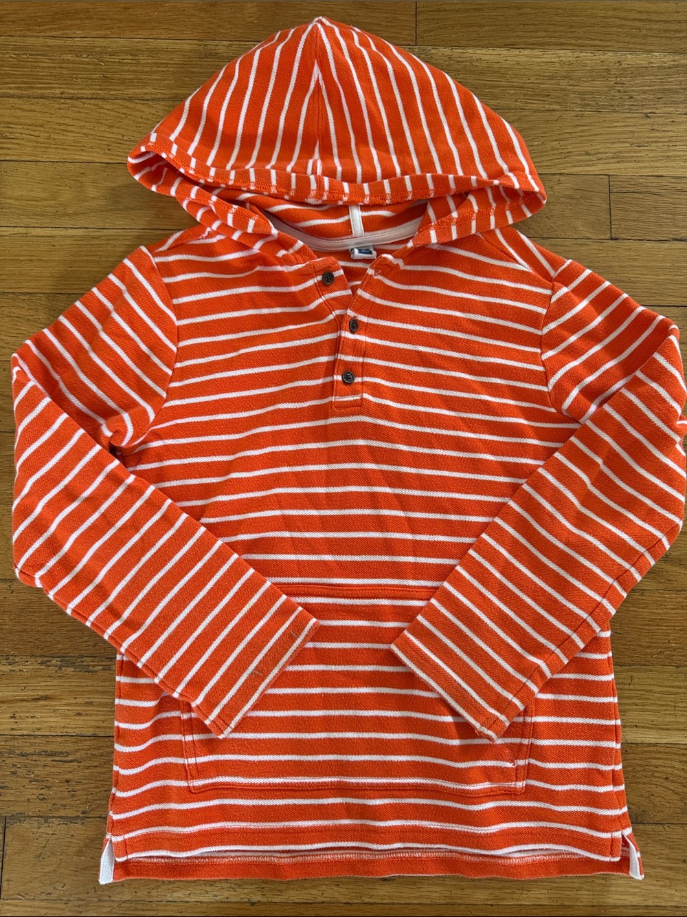 Janie and Jack Kids Orange & White Striped Hooded Pullover